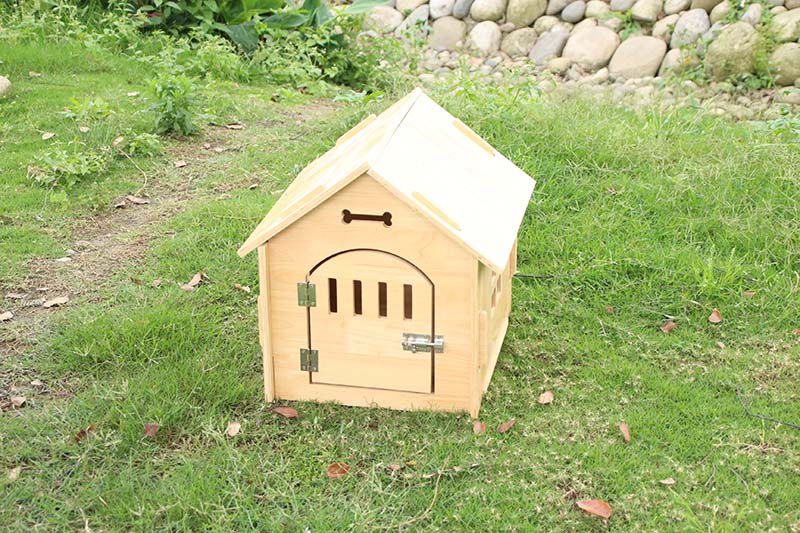 Rumah Anjing Kayu Luar Ruangan dengan Jendela Pintu Pet Log Cabin Kennel Tahan Cuaca Tahan Air dengan Atap Yang Bisa Dicopot Furnitur Pet Omah kanggo Kewan Gedhe Sedheng-5