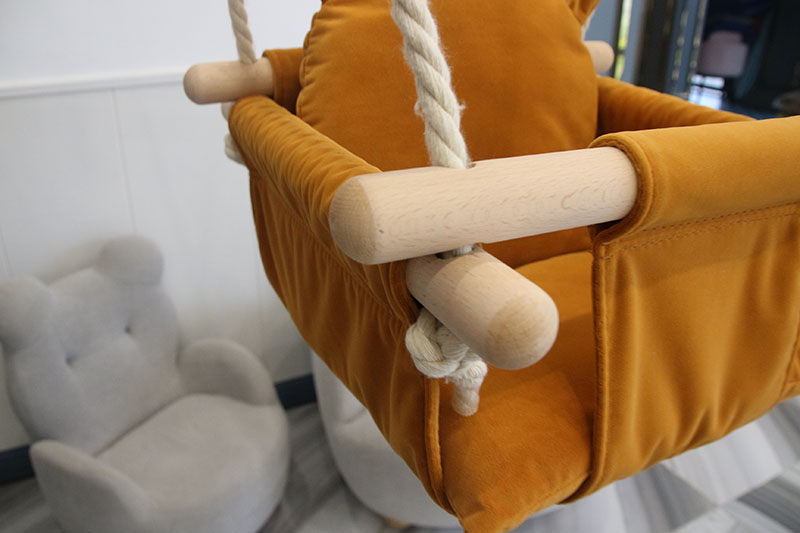 Mass Lumber Cream Baby Swing Set Kursi Luar Ruangan Dalam Ruangan dengan Sabuk (2)