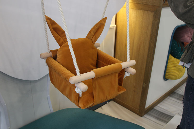 Mass Lumber Cream Baby Swing Set Kursi Luar Ruangan Dalam Ruangan dengan Sabuk (4)
