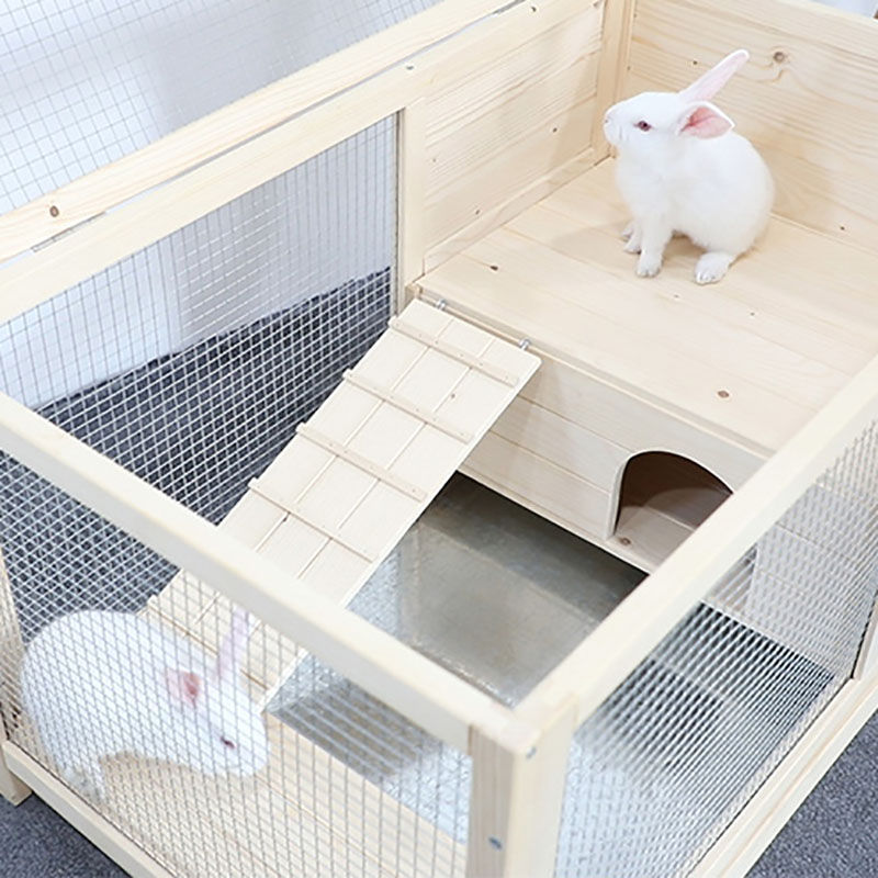 Tranom-bitro Large Wooden Outdoor Bunny Rabbit Hutch Rabbit Cage (3)